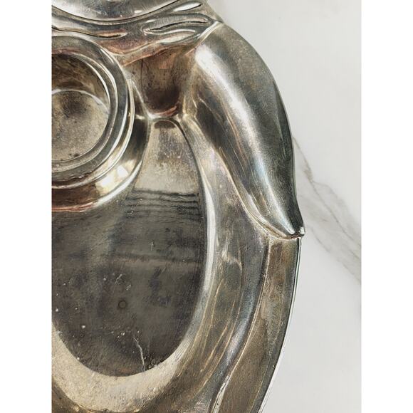 Christmas Towle Serving Tray Candy Dish Silverplated Penguin Shaped 12" Holidays - Picture 4 of 15